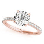 14k White Gold Single Row Round Center Engagement Ring - 1/2 CT TW