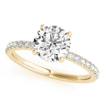14k White Gold Single Row Round Center Engagement Ring - 1/2 CT TW