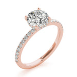 14k White Gold Single Row Round Center Engagement Ring - 1/2 CT TW