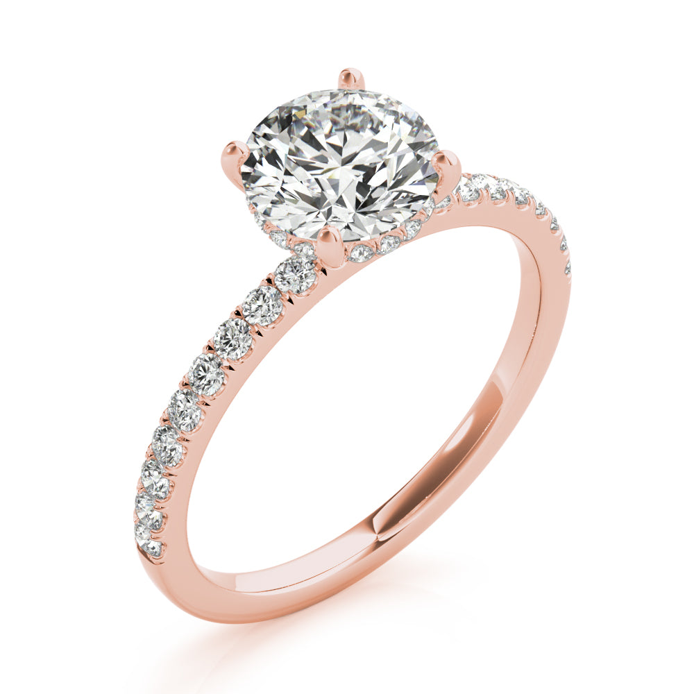 14k White Gold Single Row Round Center Engagement Ring - 1/2 CT TW