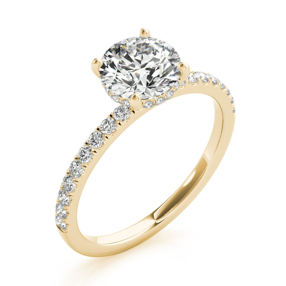 14k White Gold Single Row Round Center Engagement Ring - 1/2 CT TW
