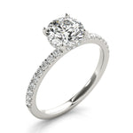 14k White Gold Single Row Round Center Engagement Ring - 1/2 CT TW
