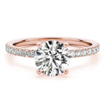 14k White Gold Single Row Round Center Engagement Ring - 1/2 CT TW