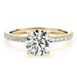 14k White Gold Single Row Round Center Engagement Ring - 1/2 CT TW