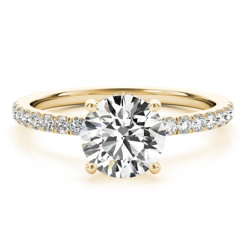 14k White Gold Single Row Round Center Engagement Ring - 1/2 CT TW