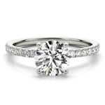 14k White Gold Single Row Round Center Engagement Ring - 1/2 CT TW