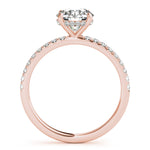 14k White Gold Single Row Round Center Engagement Ring - 1/2 CT TW