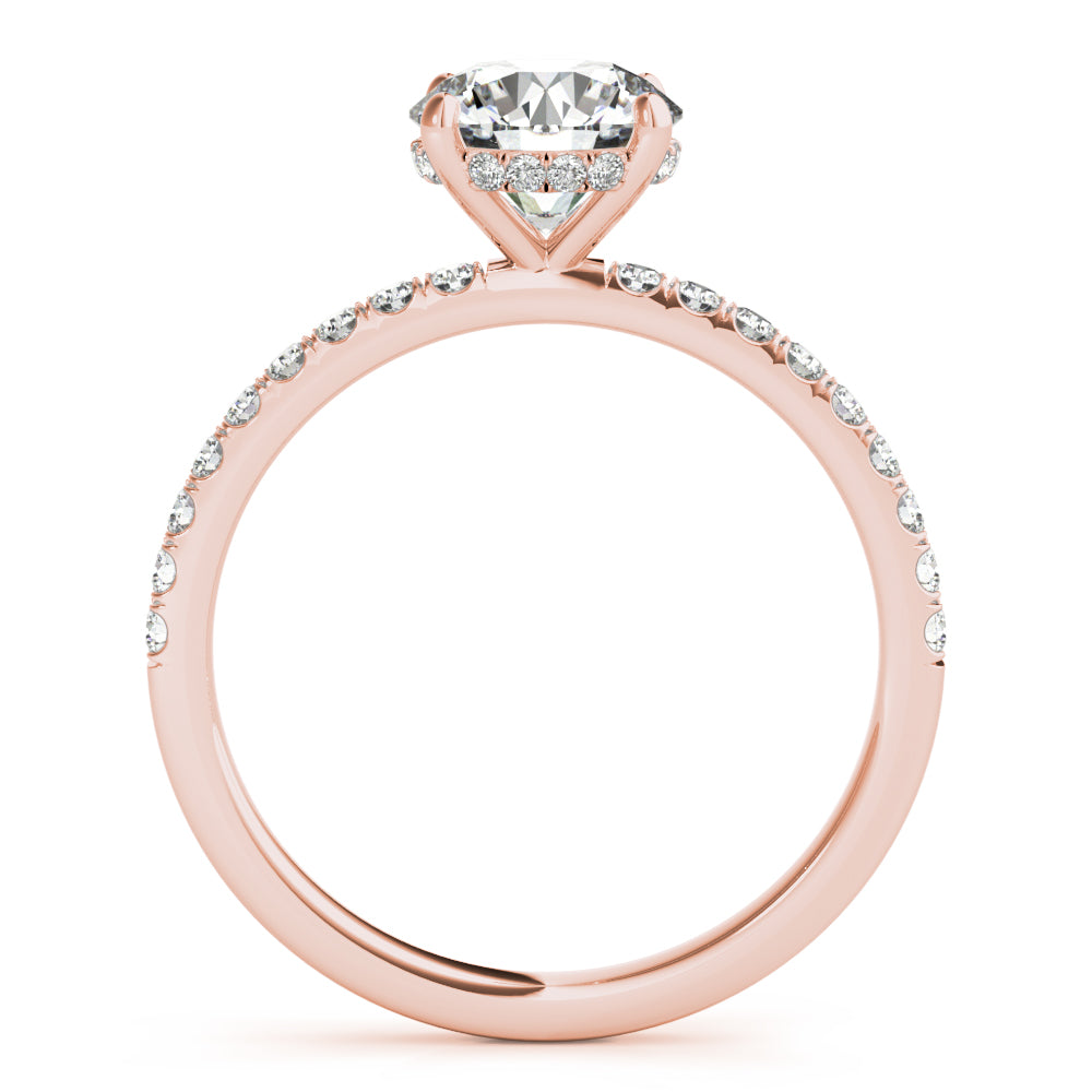 14k White Gold Single Row Round Center Engagement Ring - 1/2 CT TW