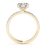 14k White Gold Single Row Round Center Engagement Ring - 1/2 CT TW