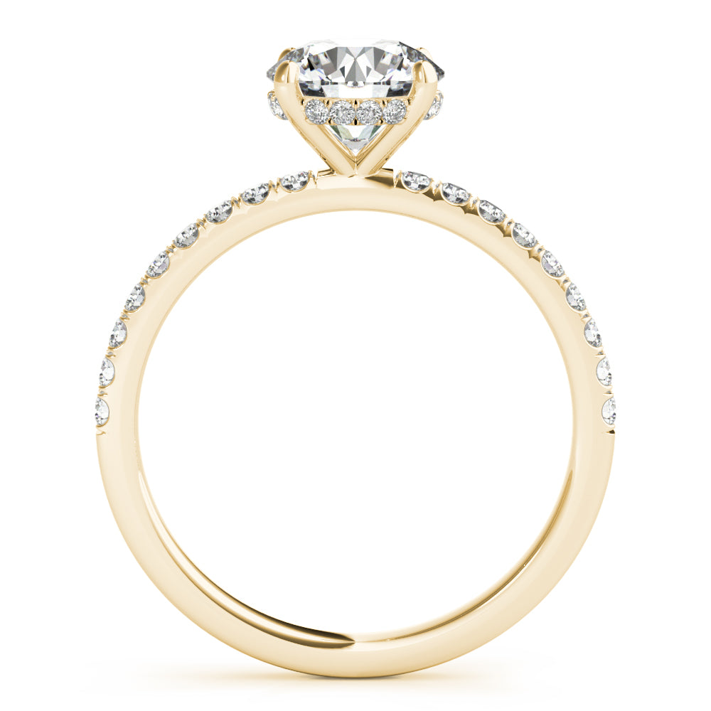 14k White Gold Single Row Round Center Engagement Ring - 1/2 CT TW