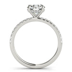 14k White Gold Single Row Round Center Engagement Ring - 1/2 CT TW