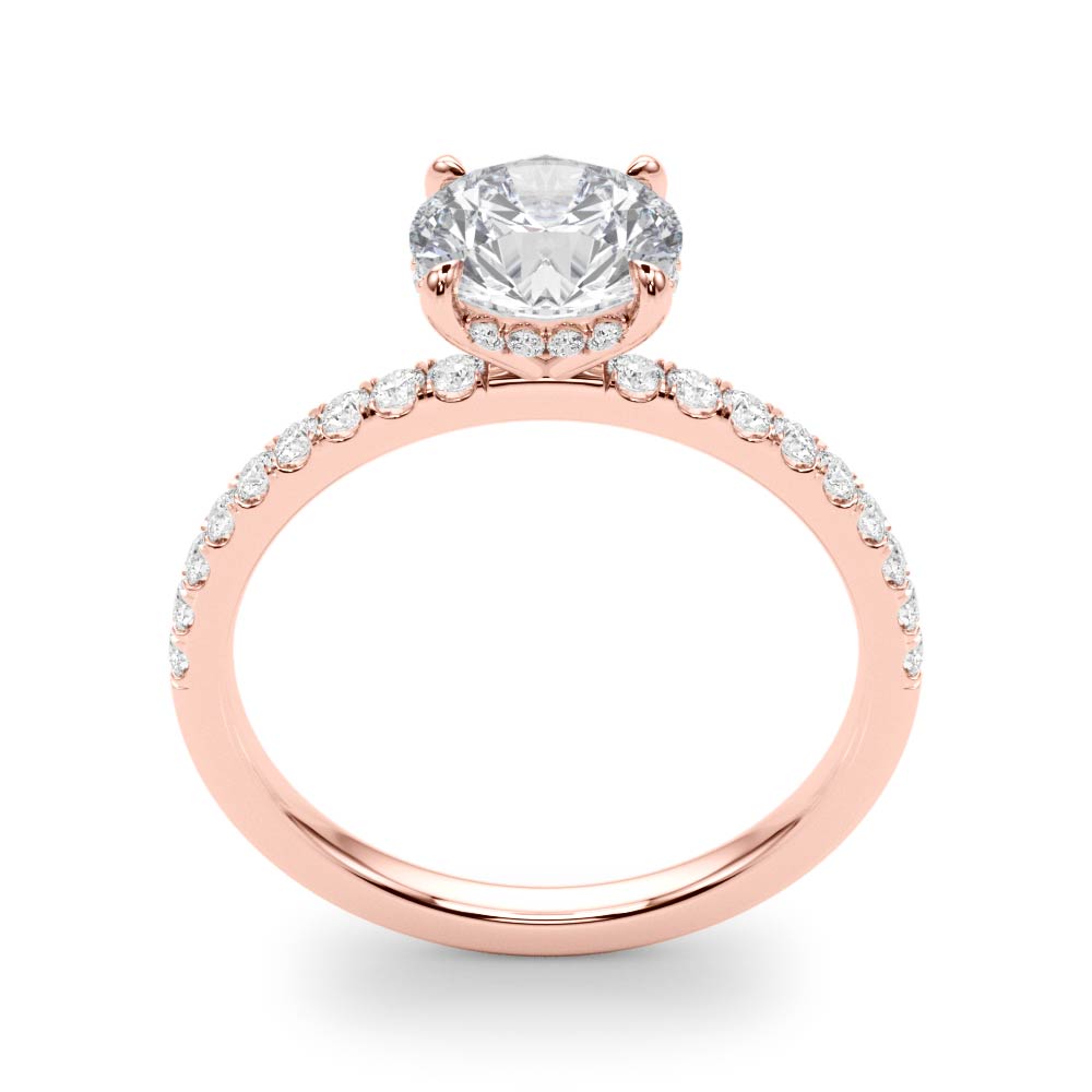 14k White Gold Single Row Round Center Engagement Ring - 1/2 CT TW