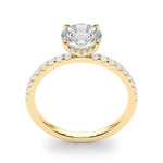 14k White Gold Single Row Round Center Engagement Ring - 1/2 CT TW