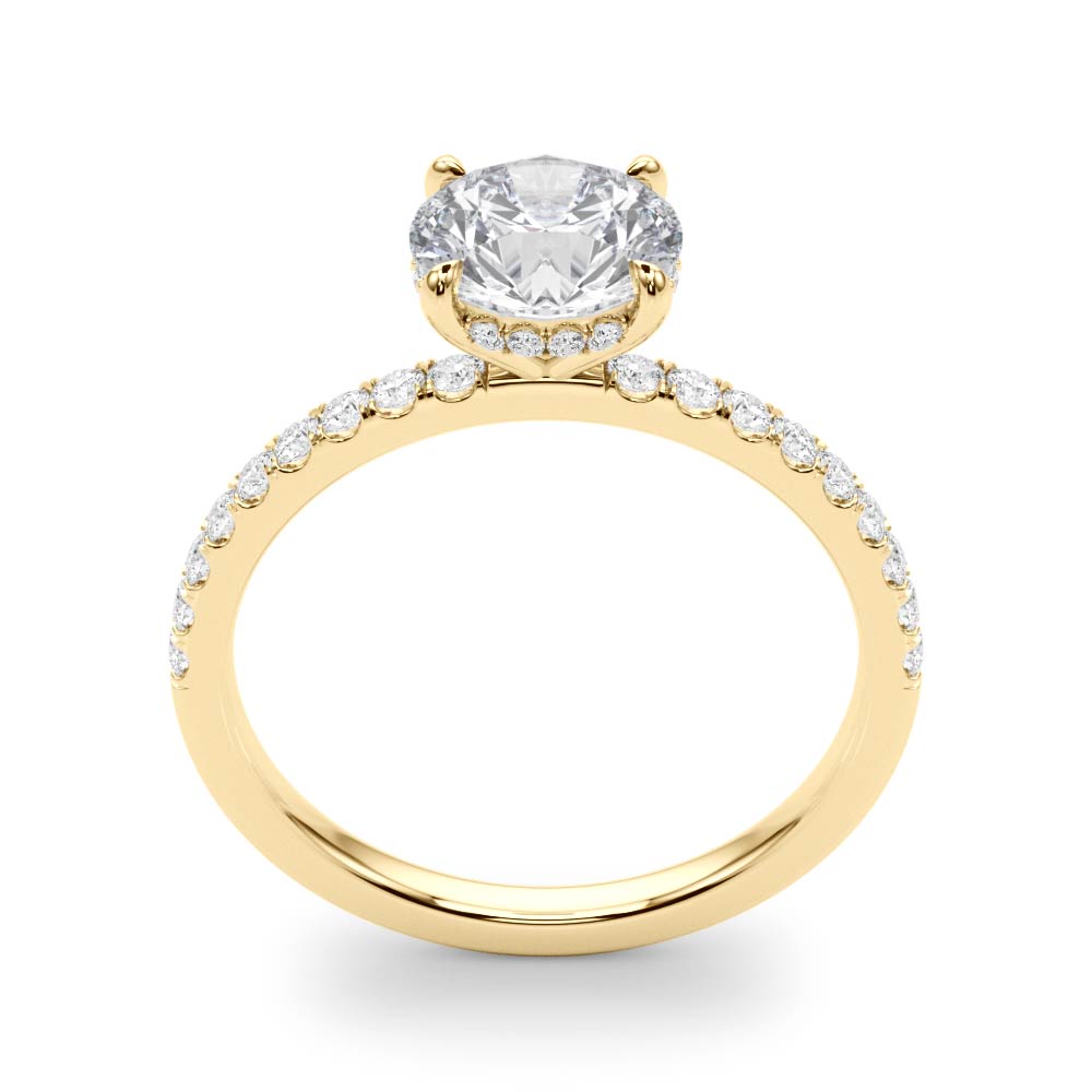 14k White Gold Single Row Round Center Engagement Ring - 1/2 CT TW