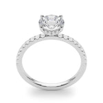 14k White Gold Single Row Round Center Engagement Ring - 1/2 CT TW