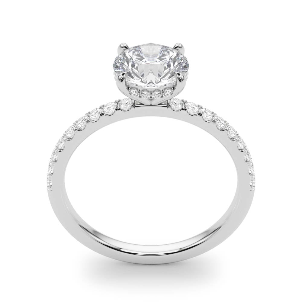 14k White Gold Single Row Round Center Engagement Ring - 1/2 CT TW