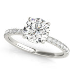 14k White Gold Single Row Round Center Engagement Ring - 1/2 CT TW