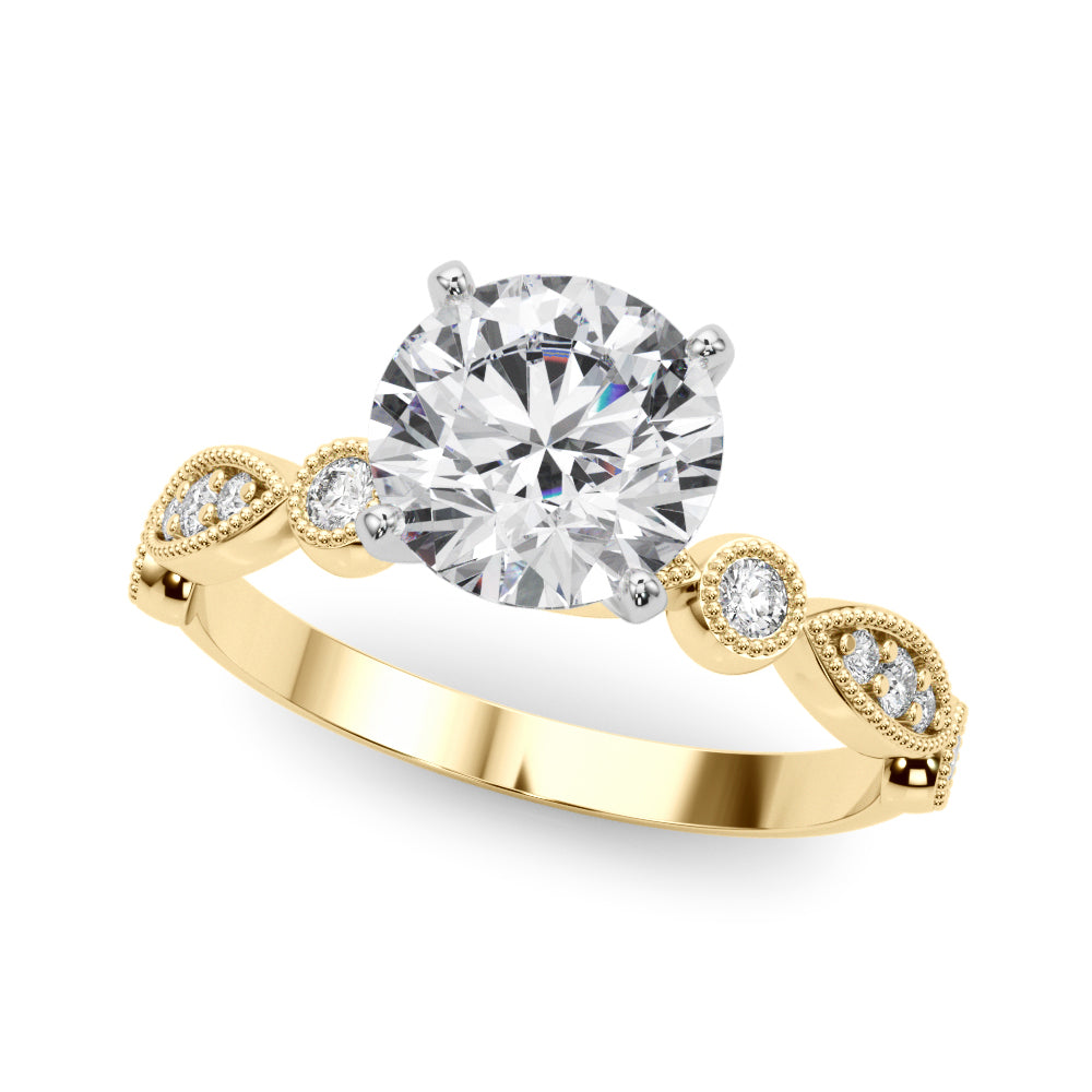 Elegant 14kt White Gold Engagement Ring Setting - STYLE 