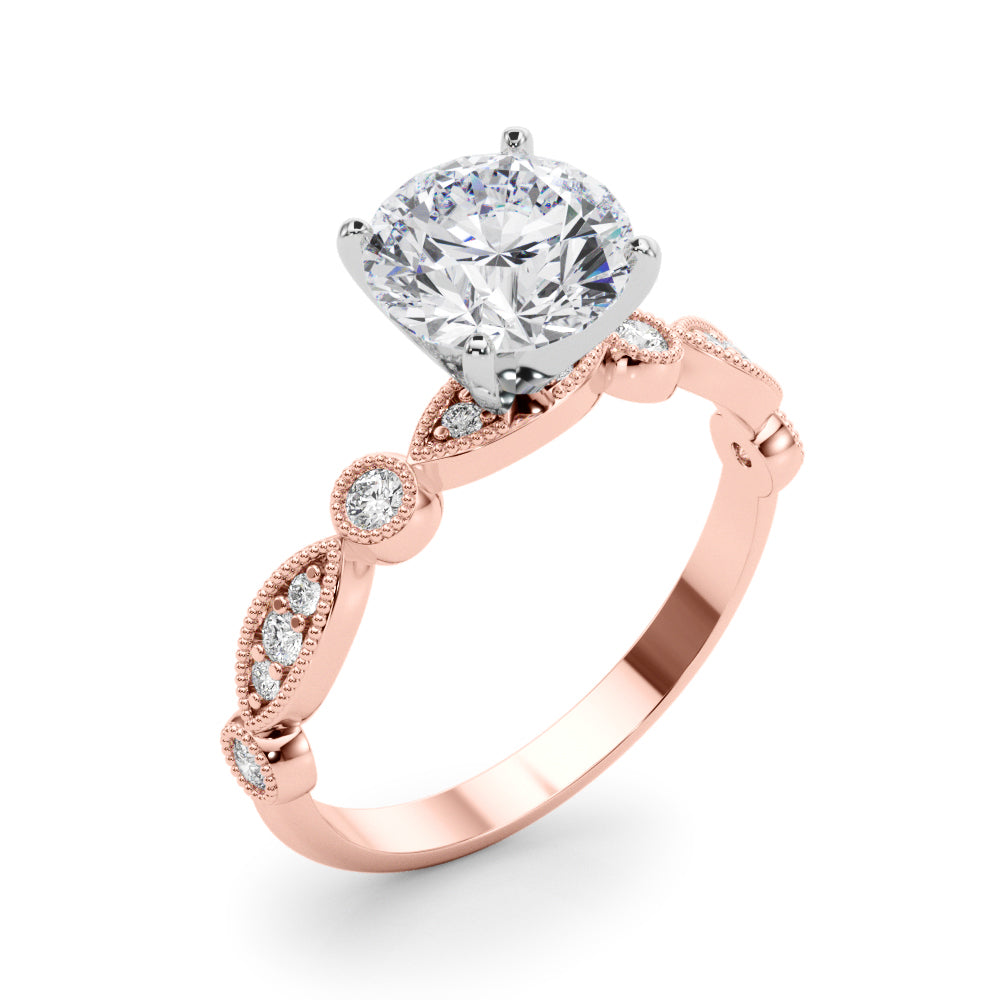 Elegant 14kt White Gold Engagement Ring Setting - STYLE 