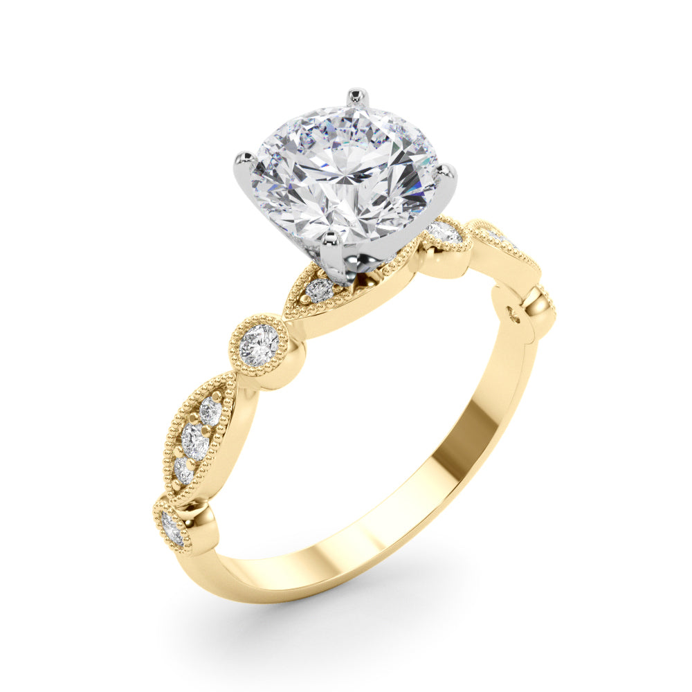 Elegant 14kt White Gold Engagement Ring Setting - STYLE 