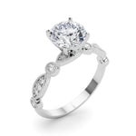 Elegant 14kt White Gold Engagement Ring Setting - STYLE 