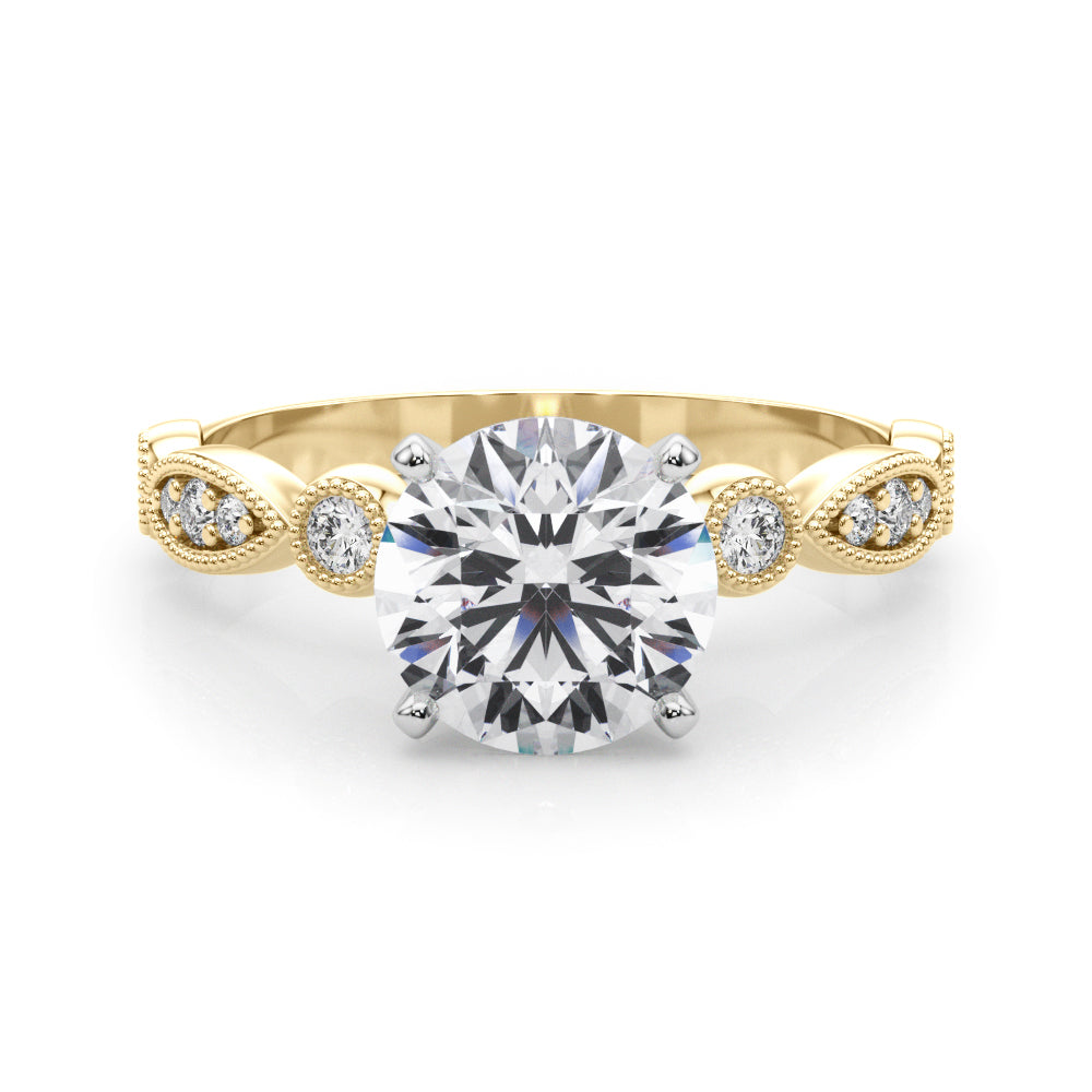 Elegant 14kt White Gold Engagement Ring Setting - STYLE 