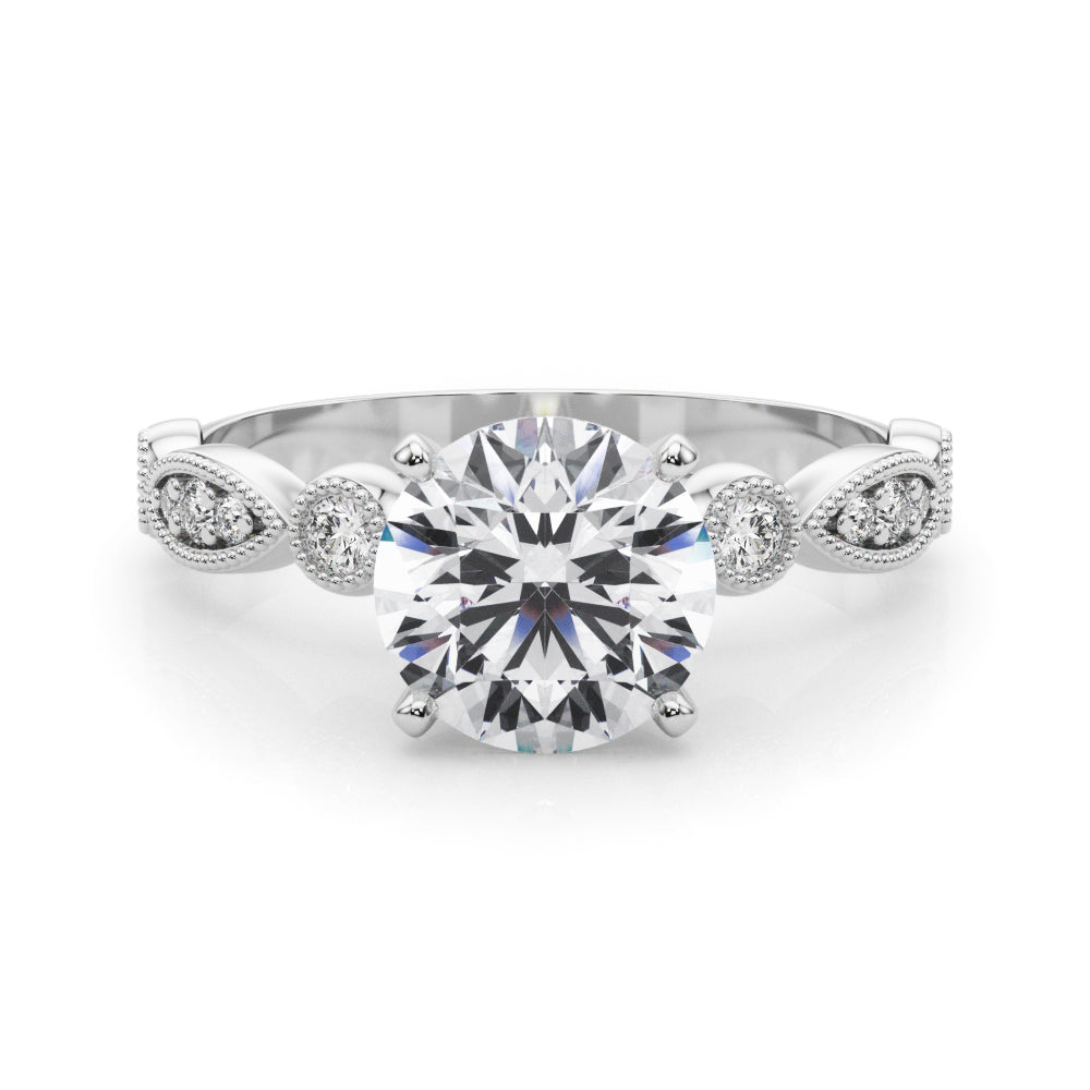 Elegant 14kt White Gold Engagement Ring Setting - STYLE 