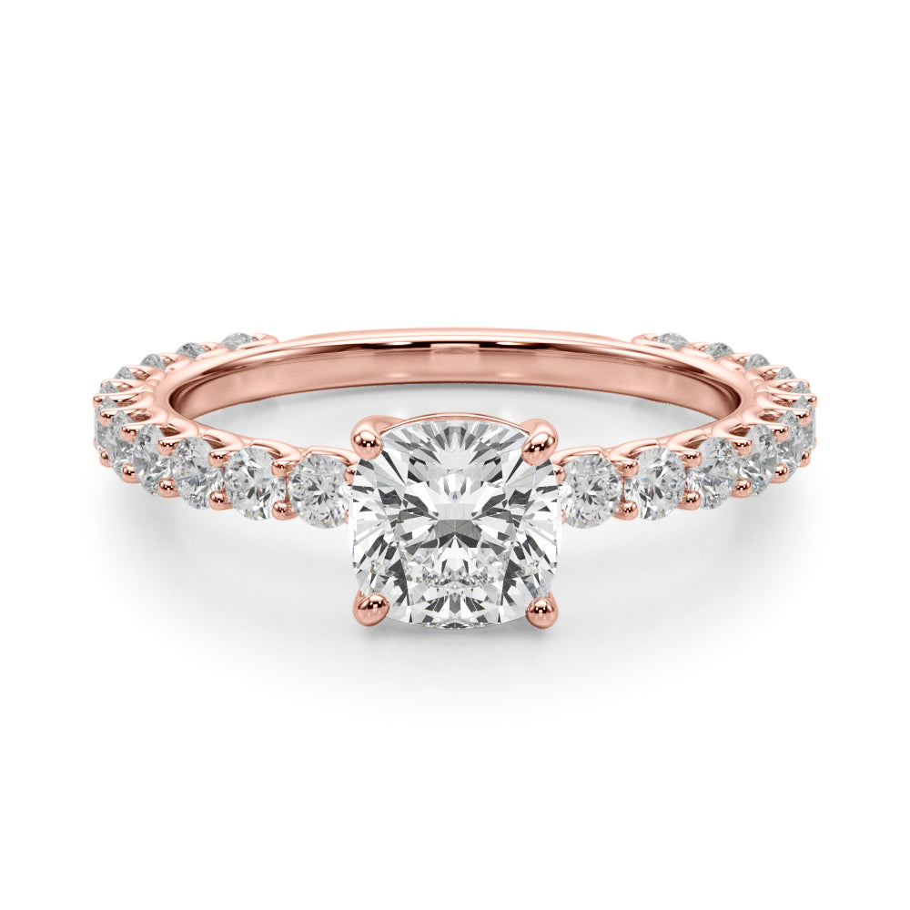 Exquisite 14kt White Gold Semi-Mount Cushion Cut Engagement Ring Setting - STYLE 