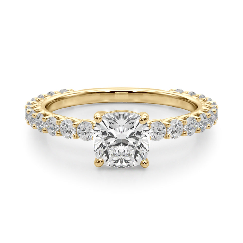 Exquisite 14kt White Gold Semi-Mount Cushion Cut Engagement Ring Setting - STYLE 