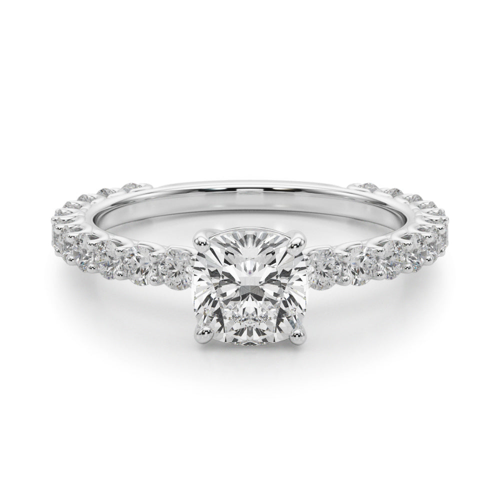 Exquisite 14kt White Gold Semi-Mount Cushion Cut Engagement Ring Setting - STYLE 
