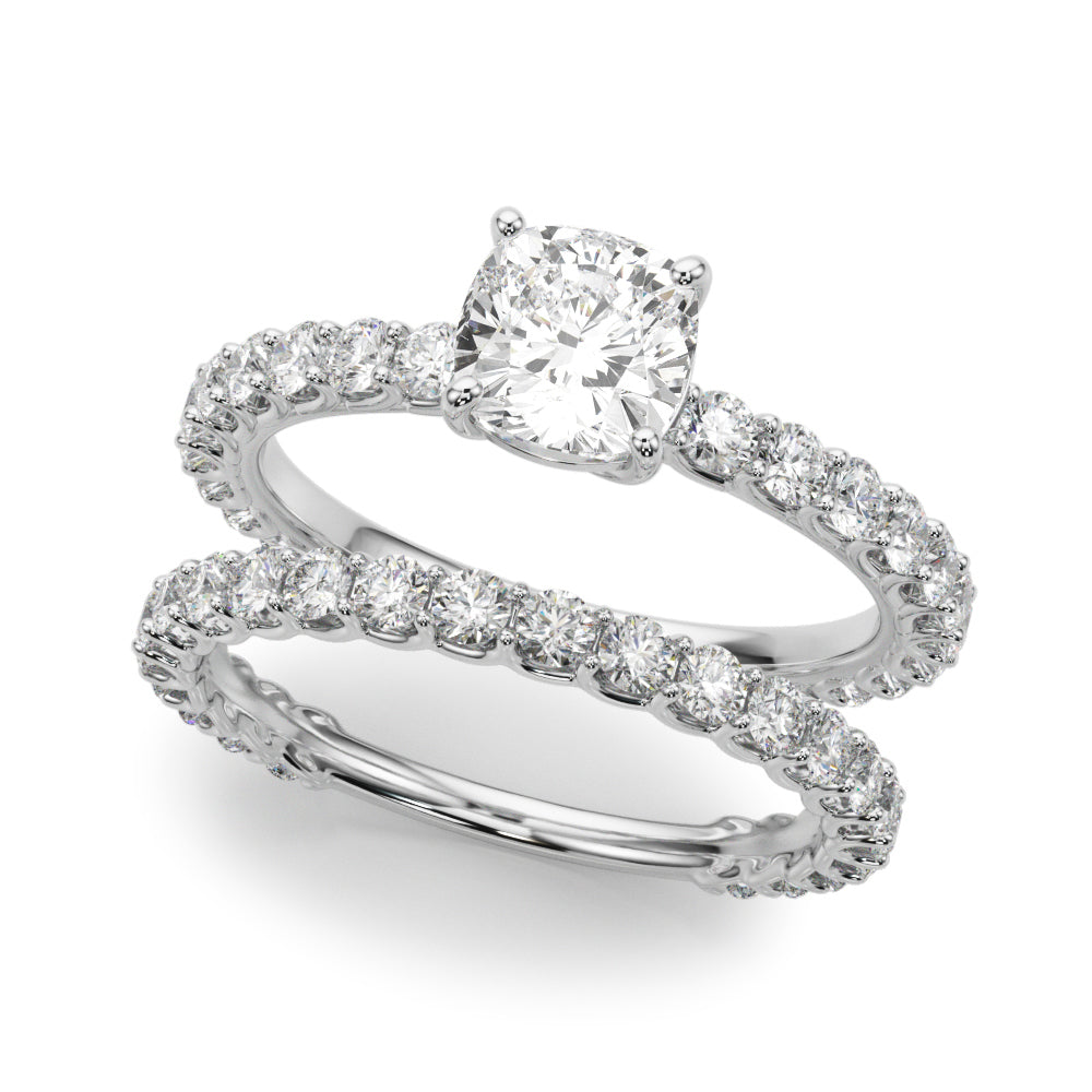 Exquisite 14kt White Gold Semi-Mount Cushion Cut Engagement Ring Setting - STYLE 
