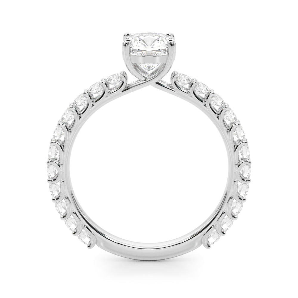 Exquisite 14kt White Gold Semi-Mount Cushion Cut Engagement Ring Setting - STYLE 