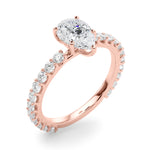 Elegant 14kt White Gold Pear Shape Solitaire Engagement Ring Setting with Diamond Accents