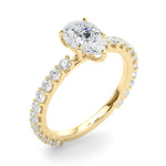 Elegant 14kt White Gold Pear Shape Solitaire Engagement Ring Setting with Diamond Accents