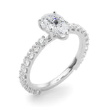 Elegant 14kt White Gold Pear Shape Solitaire Engagement Ring Setting with Diamond Accents