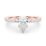 Elegant 14kt White Gold Pear Shape Solitaire Engagement Ring Setting with Diamond Accents