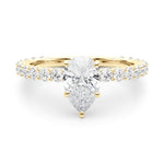 Elegant 14kt White Gold Pear Shape Solitaire Engagement Ring Setting with Diamond Accents