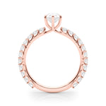Elegant 14kt White Gold Pear Shape Solitaire Engagement Ring Setting with Diamond Accents