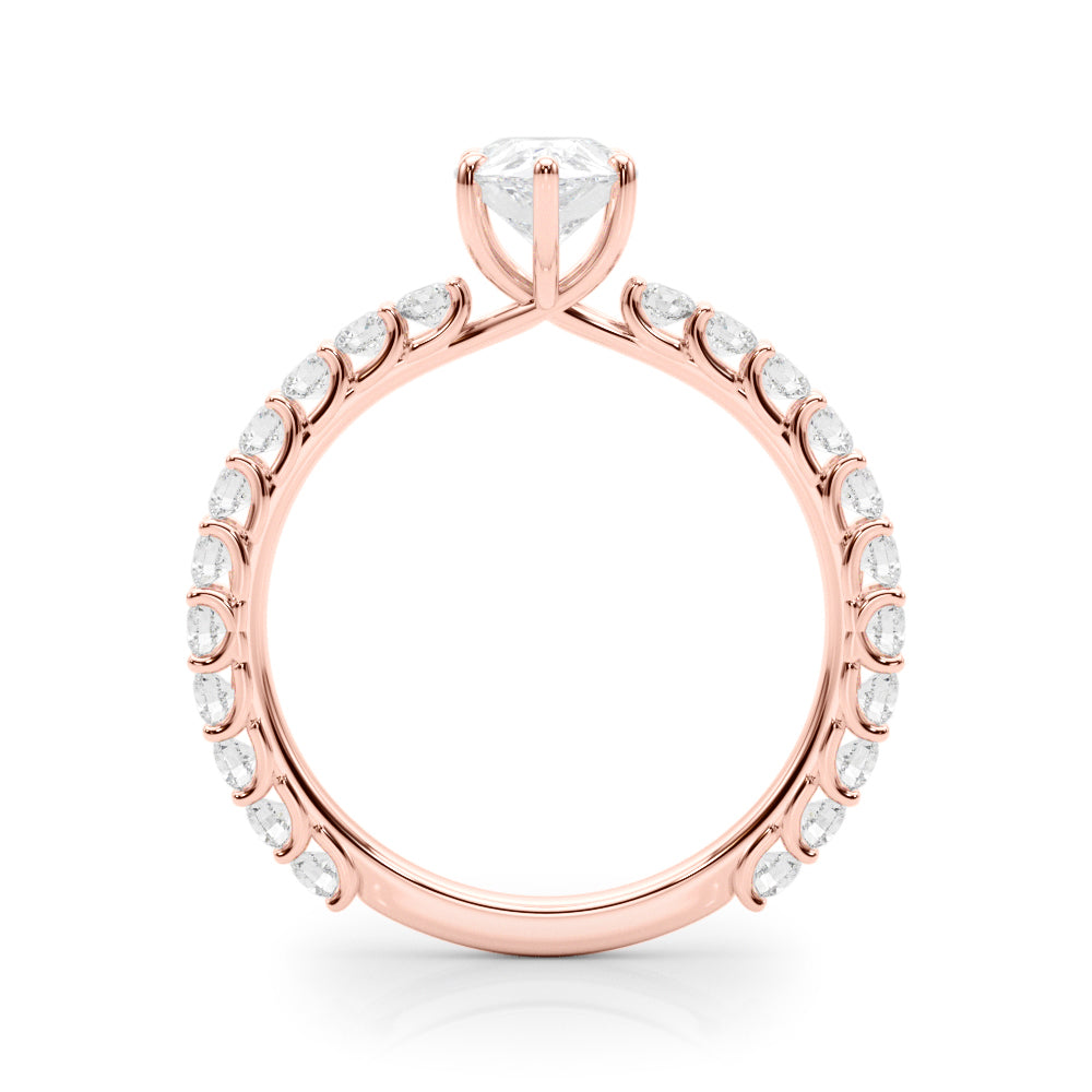 Elegant 14kt White Gold Pear Shape Solitaire Engagement Ring Setting with Diamond Accents