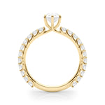 Elegant 14kt White Gold Pear Shape Solitaire Engagement Ring Setting with Diamond Accents