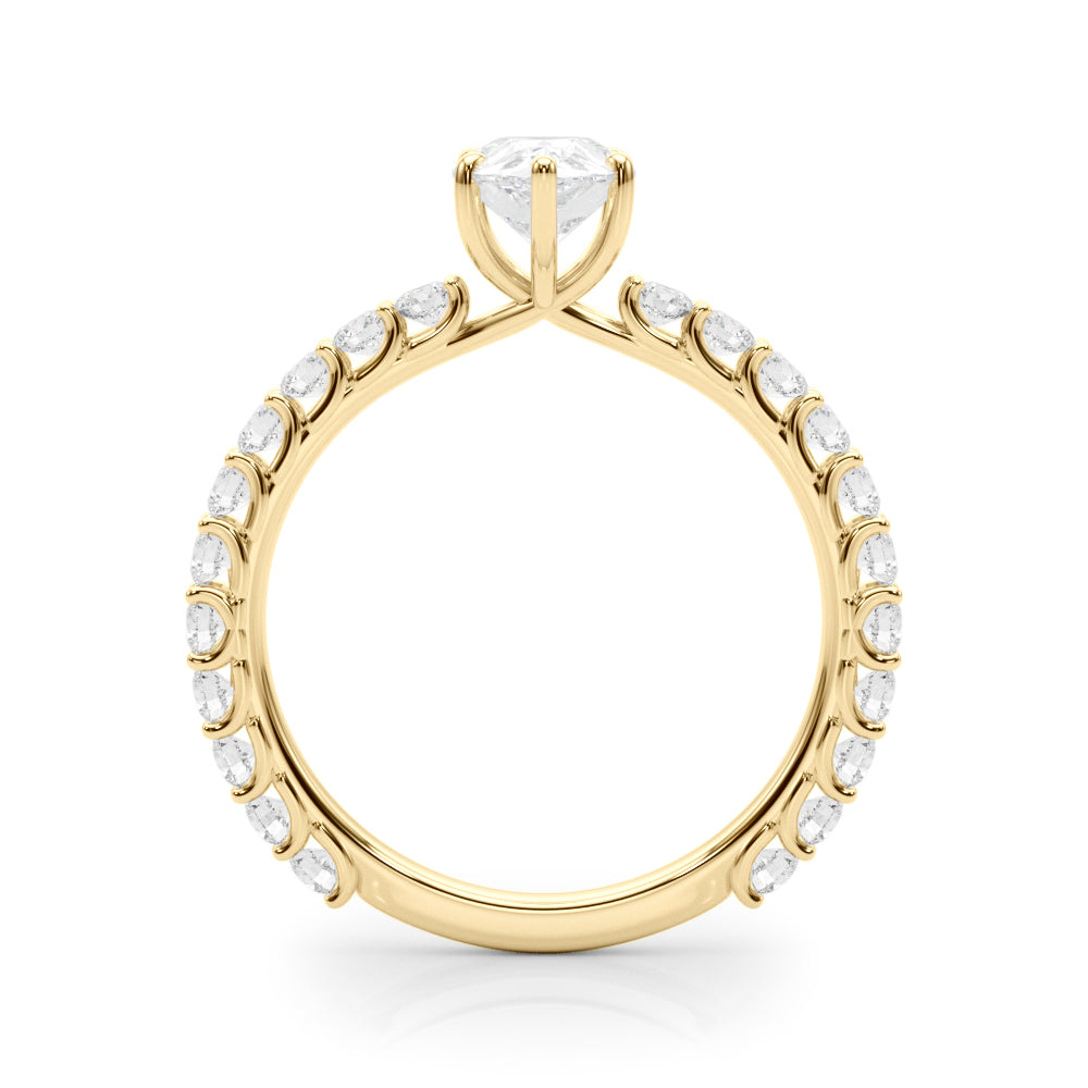 Elegant 14kt White Gold Pear Shape Solitaire Engagement Ring Setting with Diamond Accents