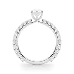 Elegant 14kt White Gold Pear Shape Solitaire Engagement Ring Setting with Diamond Accents