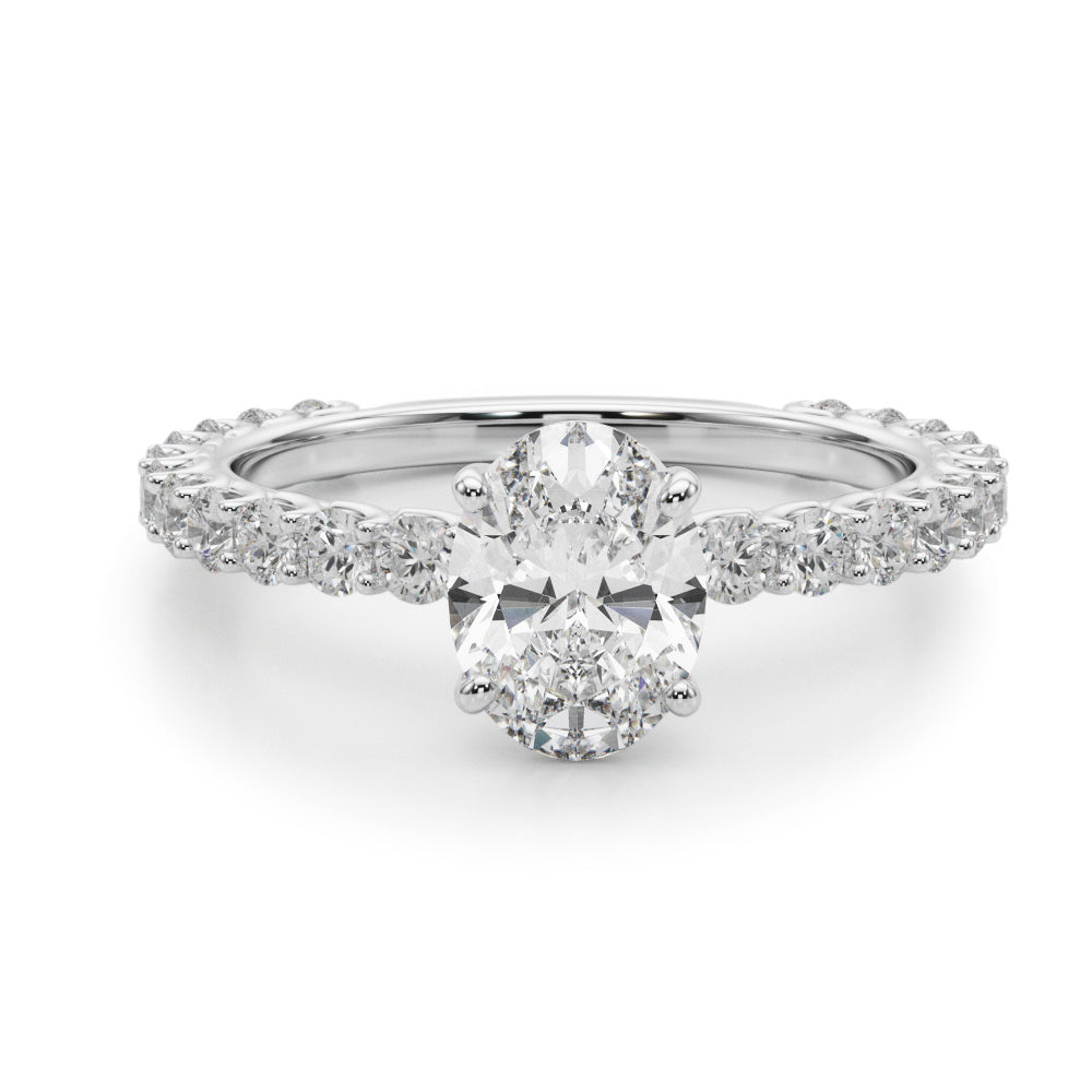 Elegant 14kt White Gold Oval Semi-Mount Engagement Ring - Style 