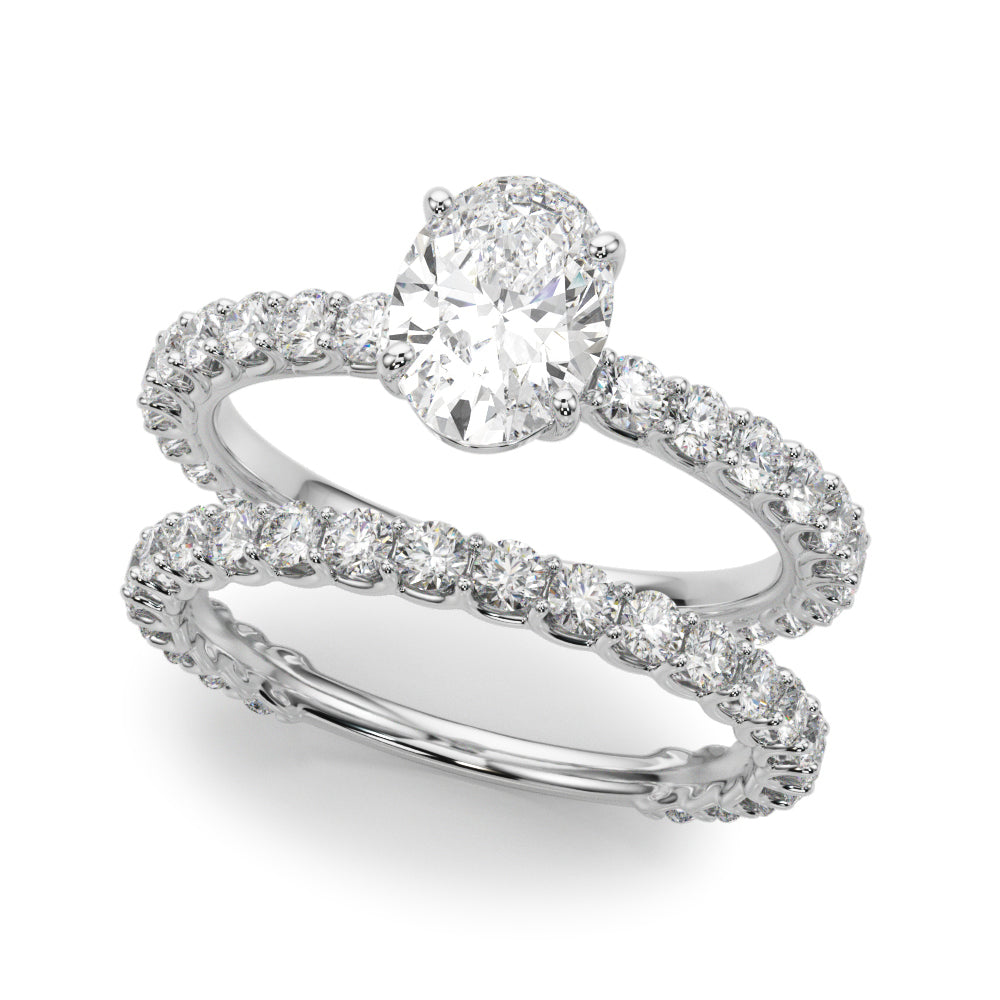 Elegant 14kt White Gold Oval Semi-Mount Engagement Ring - Style 