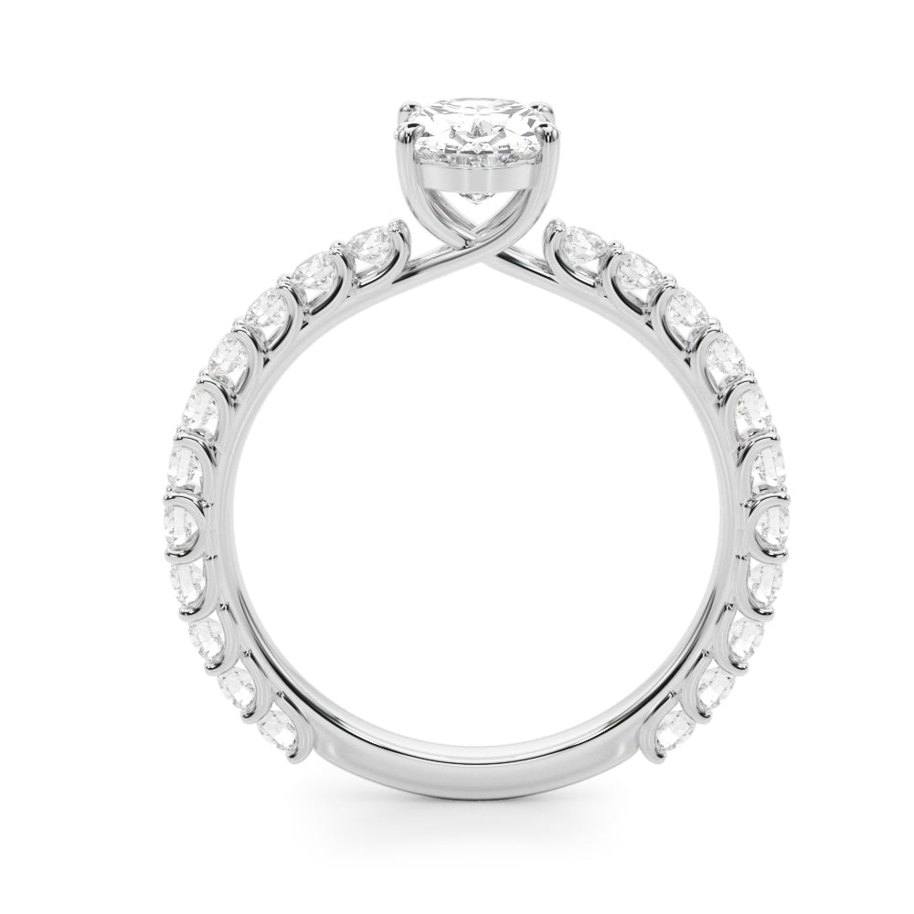 Elegant 14kt White Gold Oval Semi-Mount Engagement Ring - Style 