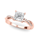 Elegant 14kt White Gold Square Engagement Ring Setting - 1/10 ct TW SI1-SI2 G-H Diamonds