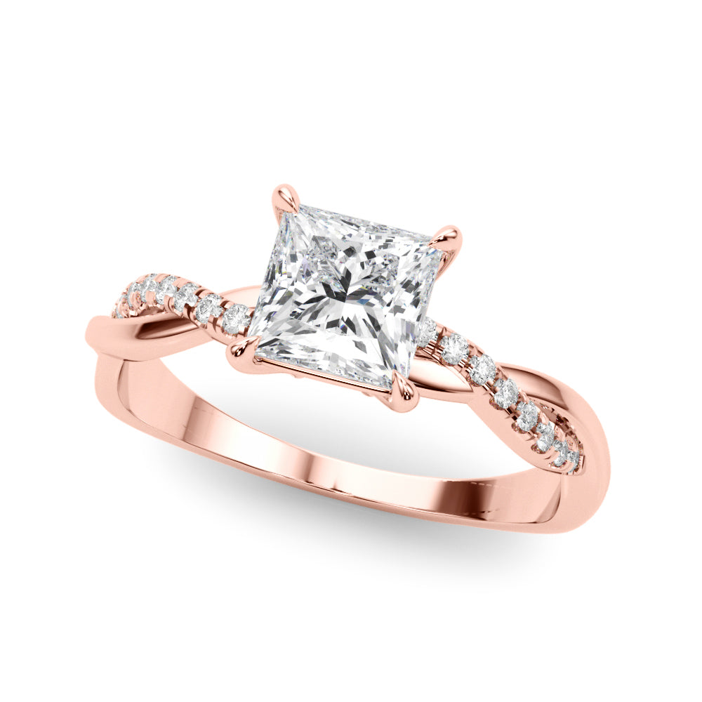 Elegant 14kt White Gold Square Engagement Ring Setting - 1/10 ct TW SI1-SI2 G-H Diamonds