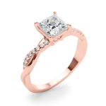 Elegant 14kt White Gold Square Engagement Ring Setting - 1/10 ct TW SI1-SI2 G-H Diamonds