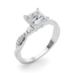 Elegant 14kt White Gold Square Engagement Ring Setting - 1/10 ct TW SI1-SI2 G-H Diamonds