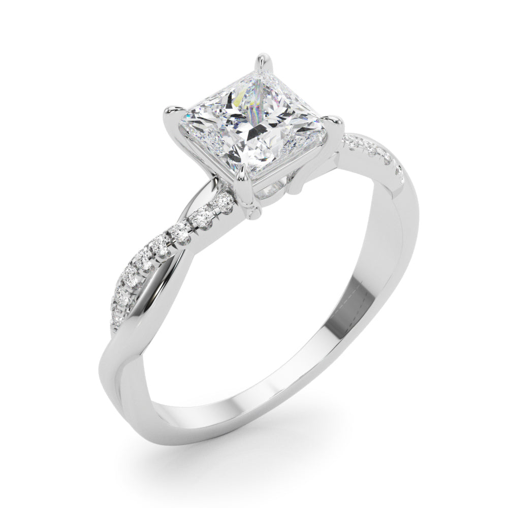 Elegant 14kt White Gold Square Engagement Ring Setting - 1/10 ct TW SI1-SI2 G-H Diamonds